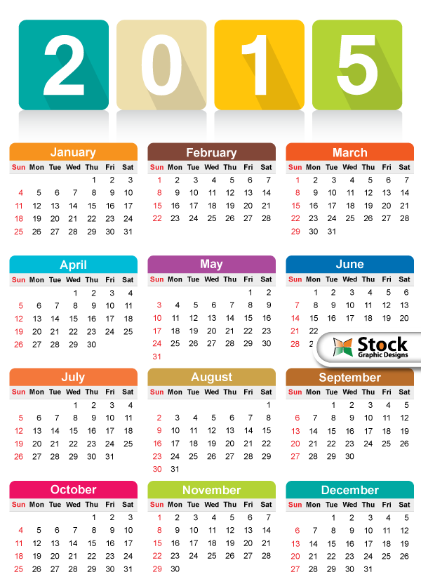 Free Colorful Calendars 2015