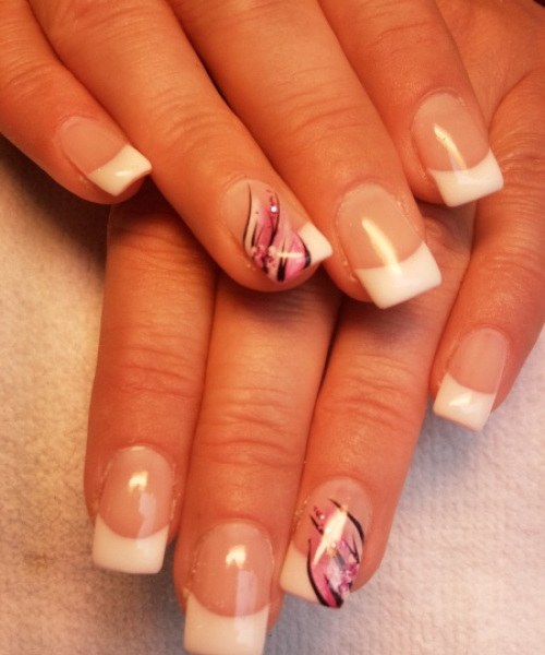 French Manicure Nails with Design