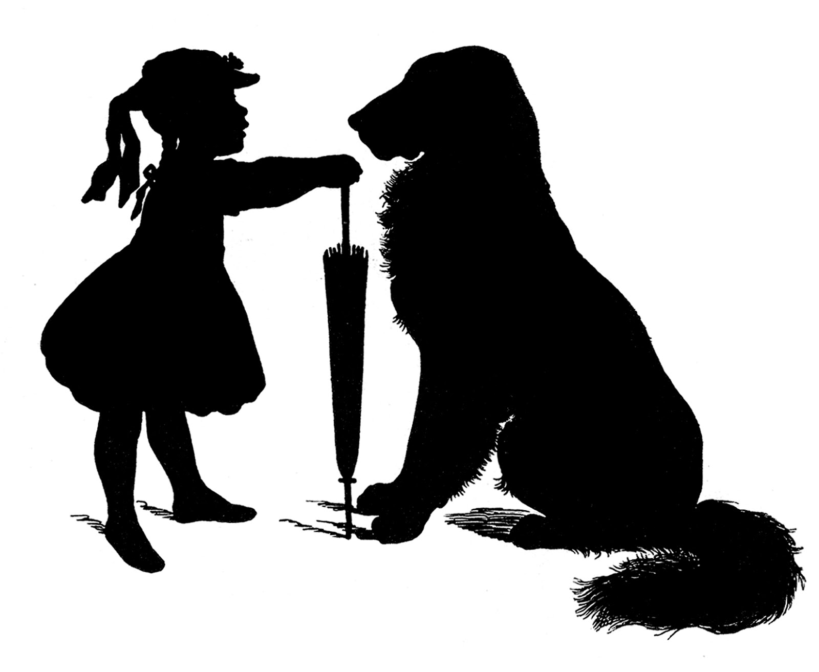 Girl and Dog Silhouette