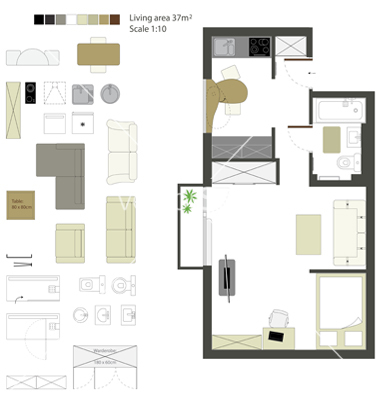 Illustrations of Furniture Top View Vector