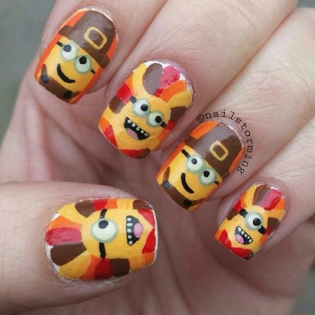 Minion Nail Art Designs Thanksgiving