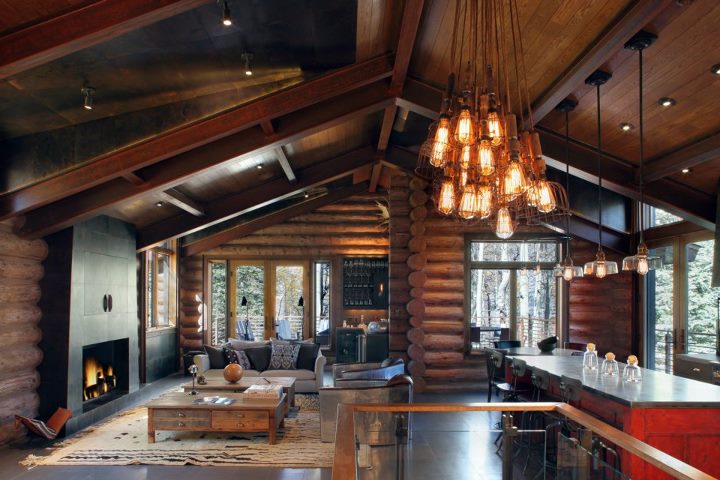 Modern Log Cabin Interiors Rustic