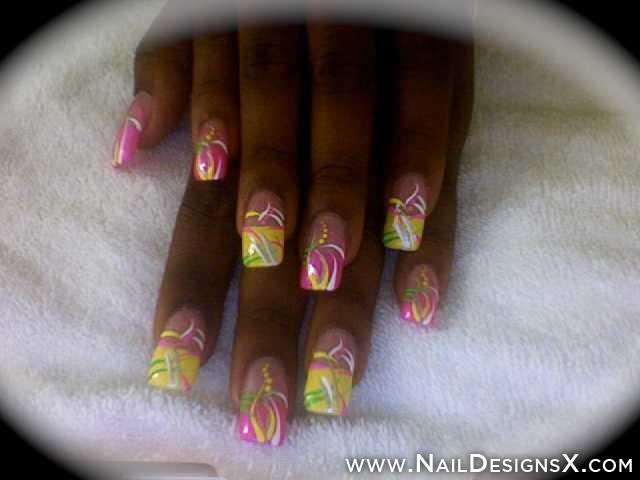 Neon Acrylic Nail Art