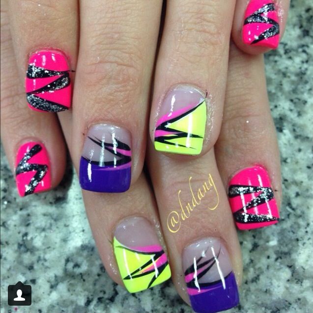 Neon Acrylic Nails