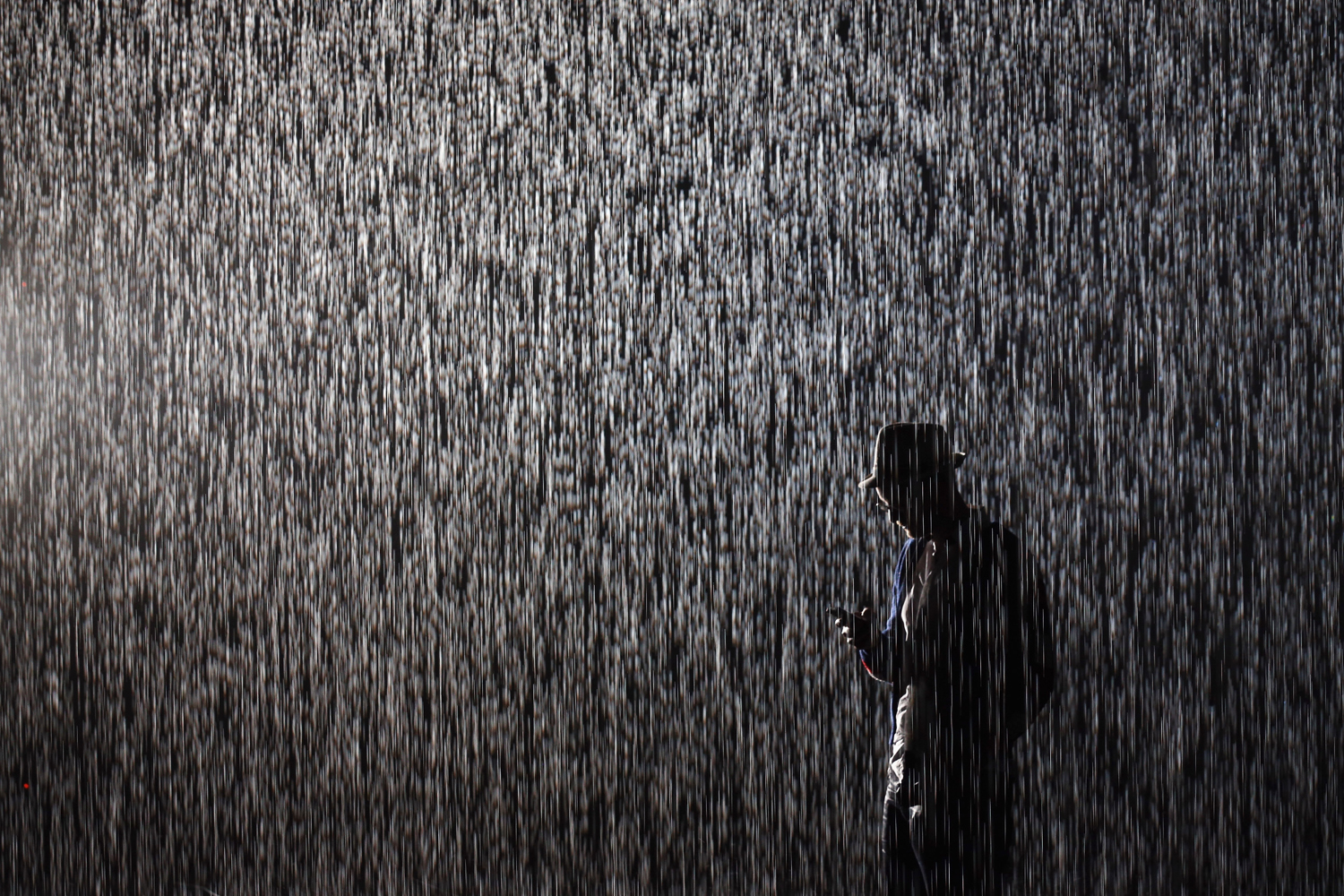 Rain Falling Man Standing