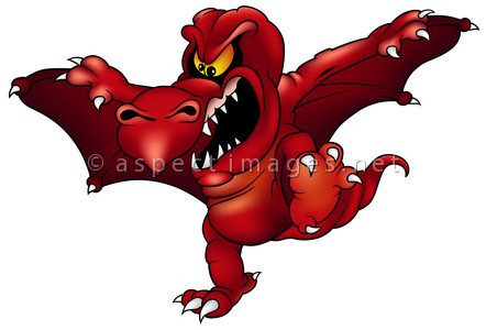 Scary Red Cartoon Dragon