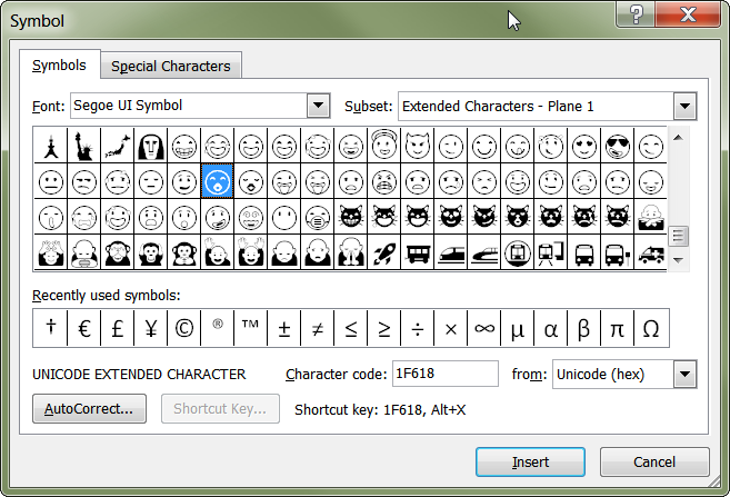 Smiley-Face Symbol Microsoft Word