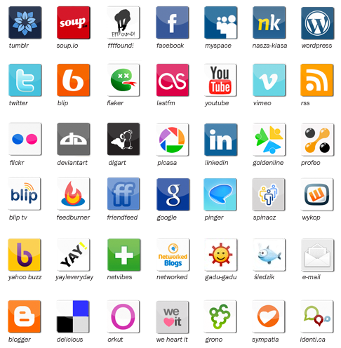 Social Media Icon List