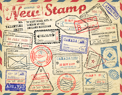 Stamp Travel Vector Art