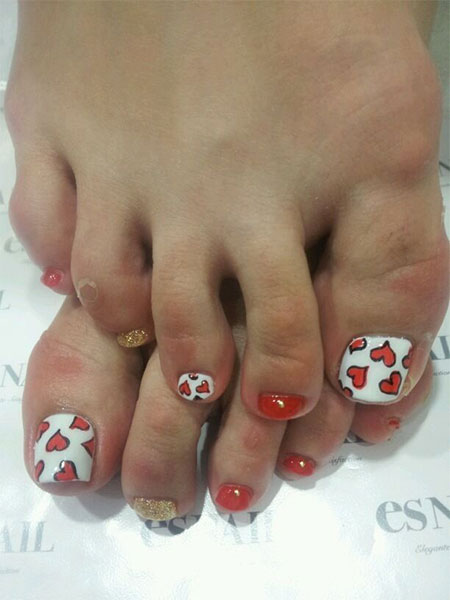 Toe Nail Art Valentine's Day