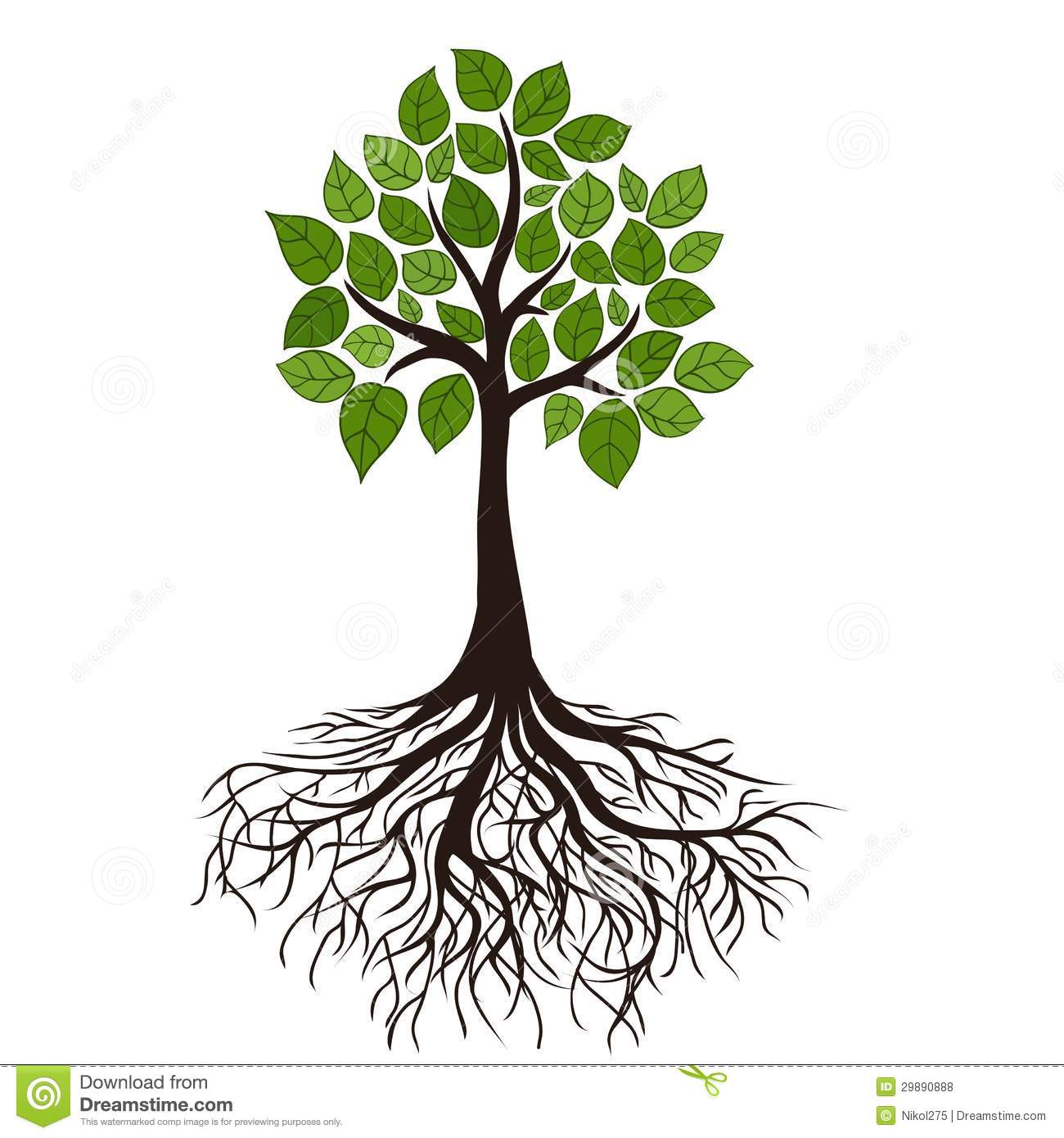 Tree with Roots Vector Free