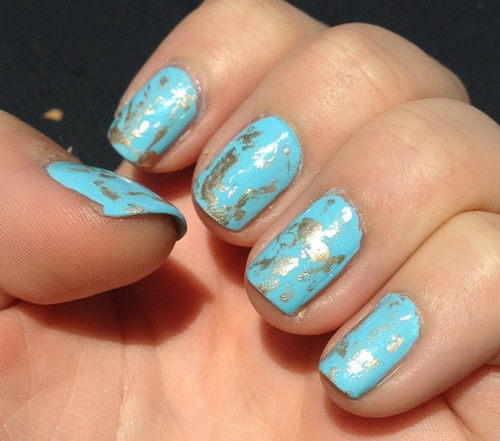 Turquoise Gold Nail Designs