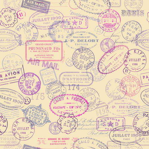 Vintage Travel Stamps Vector