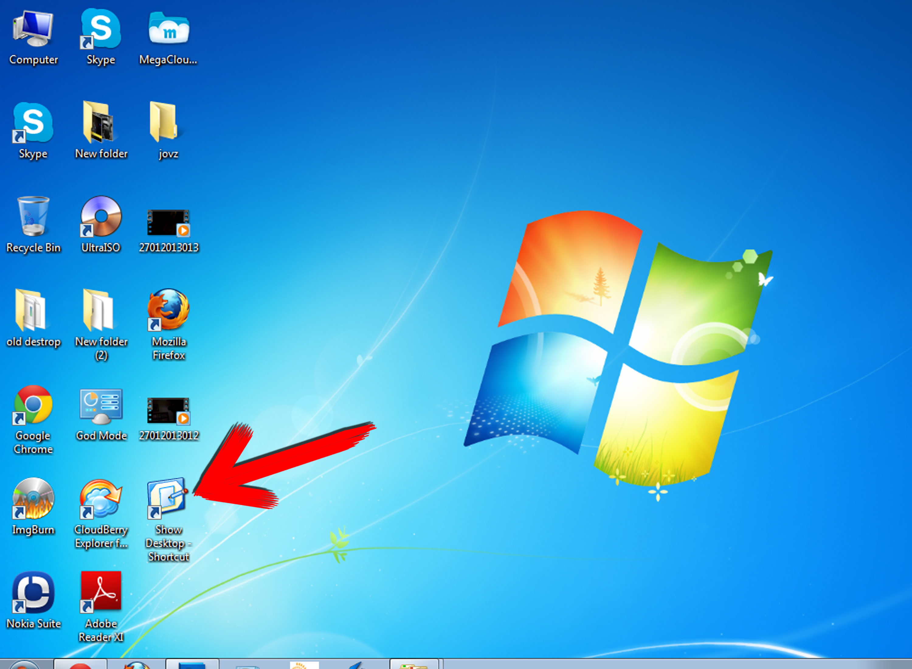 Windows 7 Show Desktop Toolbar