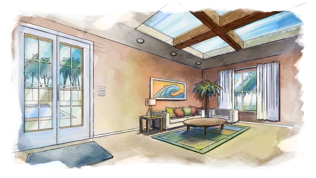 2-Point Perspective Interior Drawing