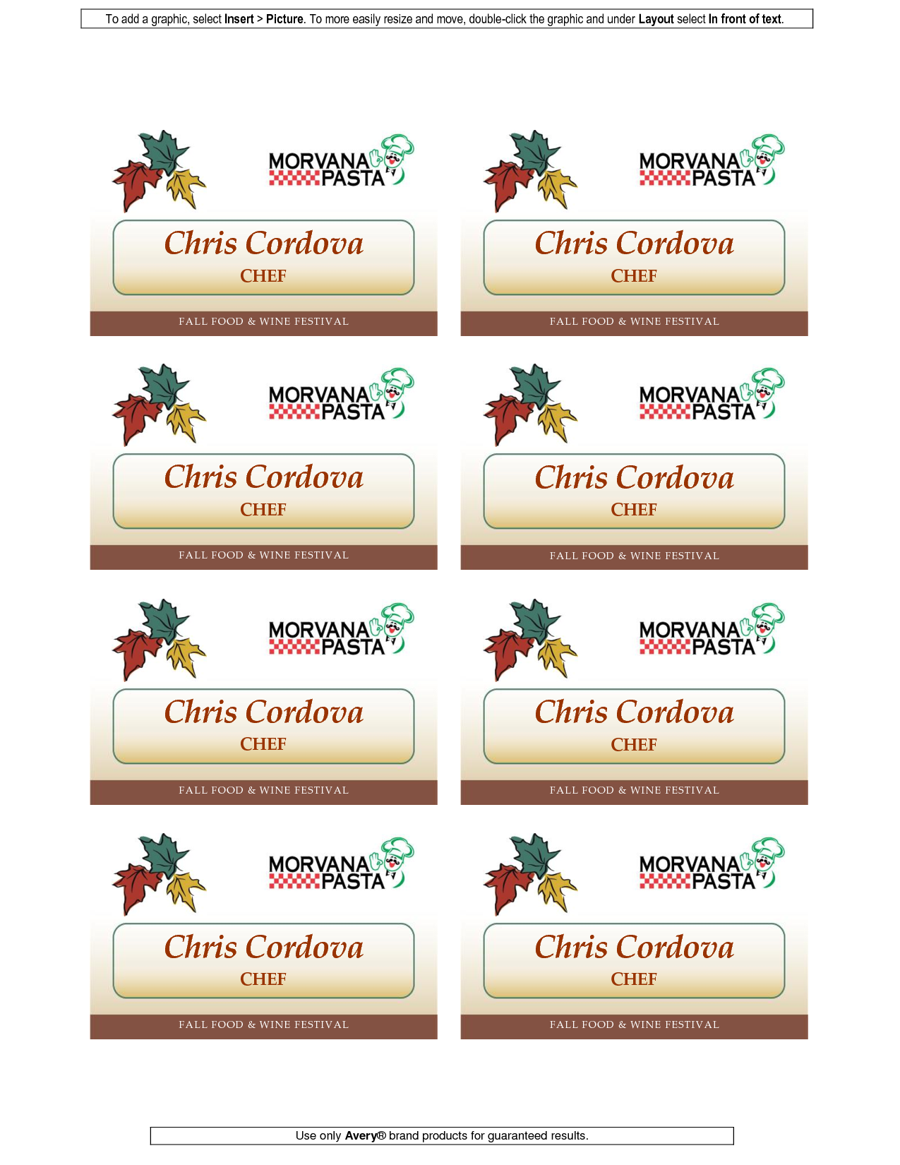 3 X 4 Name Badges Template for Word