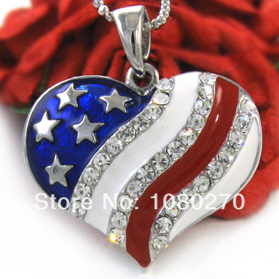 American Flag Heart Pendant