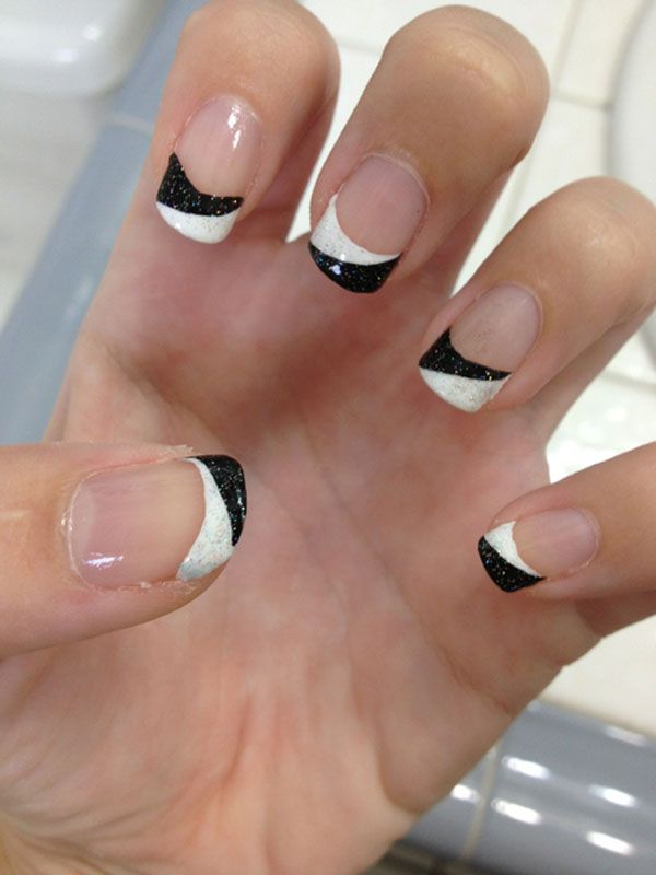 Black and White French Manicure