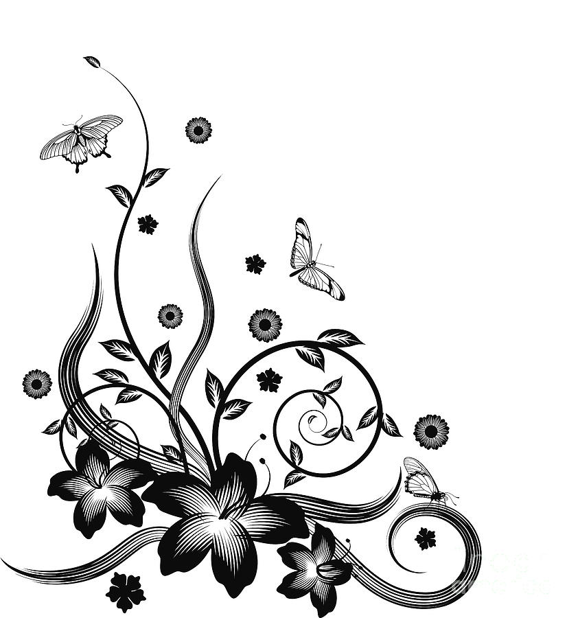 Black Floral Corner Design Black Floral Corner Design