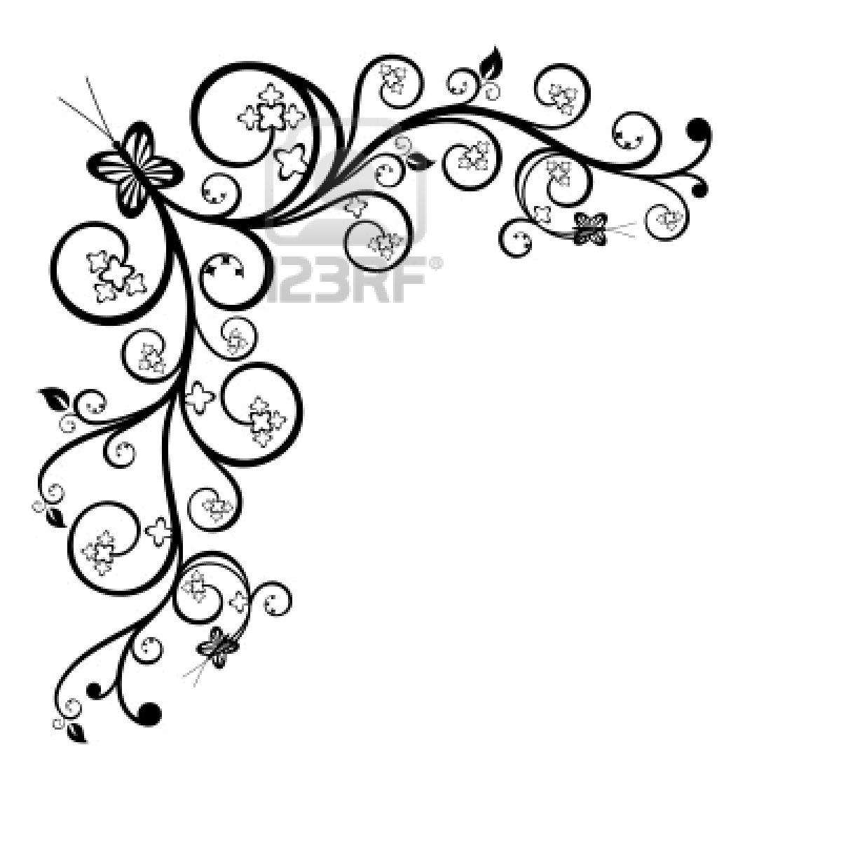 Black Floral Corner Design Black Floral Corner Design