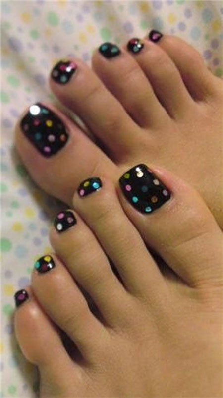 Black Nail Polish with Polka Dots