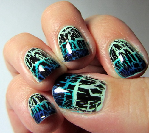 Blue Crackle Nail Polish