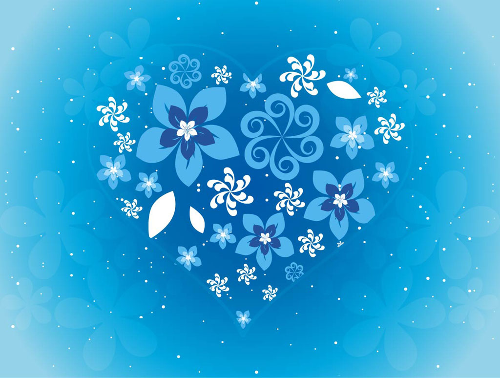 Blue Flower Heart Clip Art