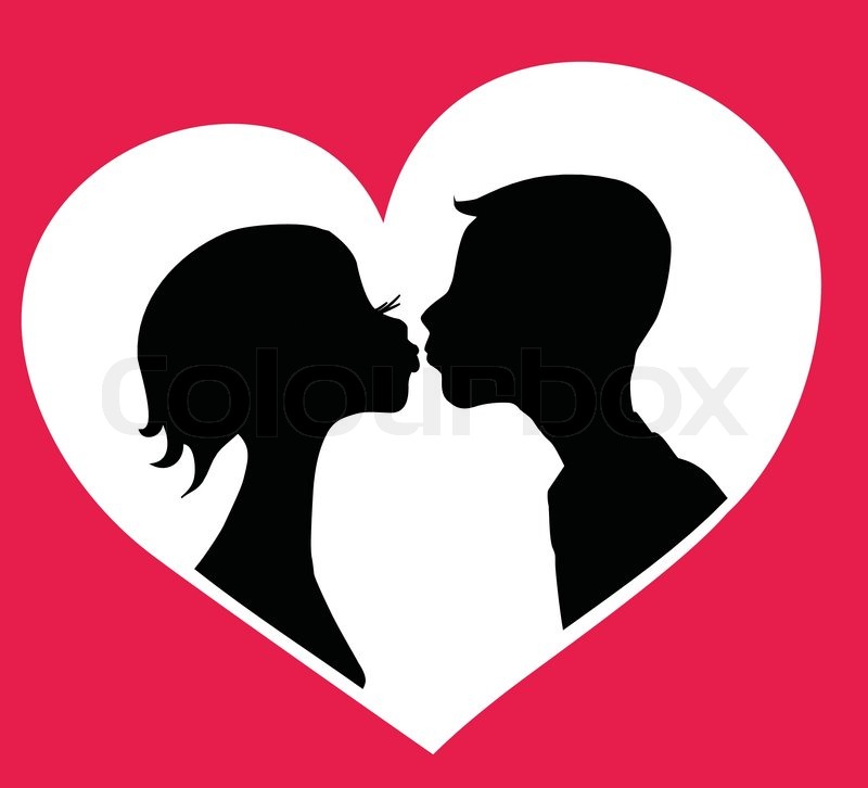 Boy and Girl Kissing Silhouette