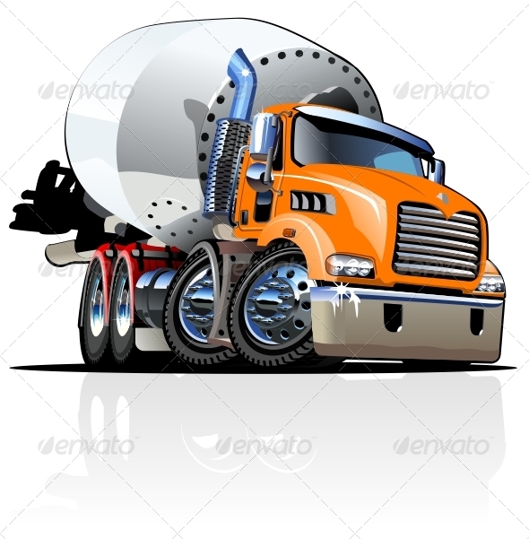 Cartoon Concrete Mixer Truck