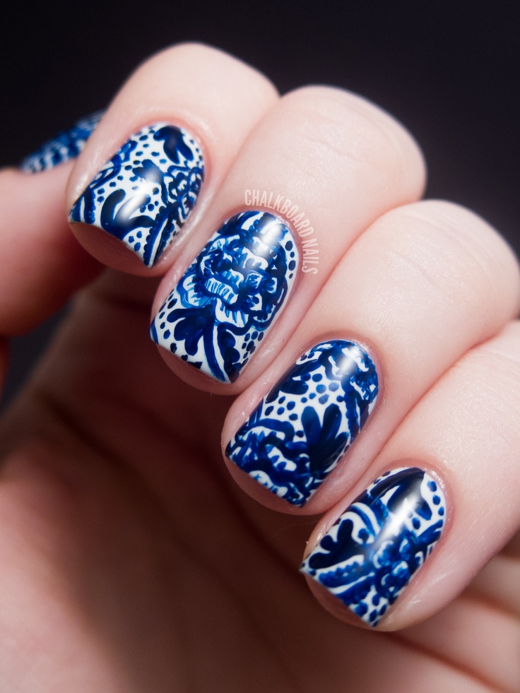 Chalkboard Blue Nail Designs