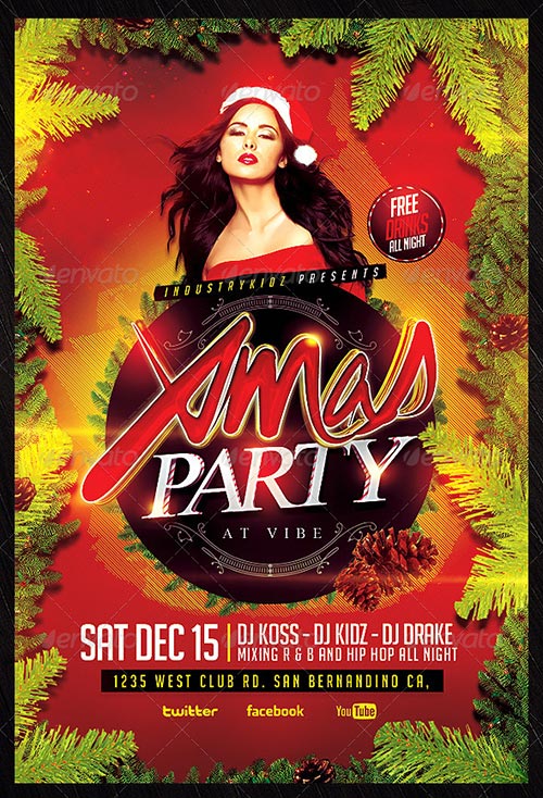 Christmas Party Flyer PSD Template