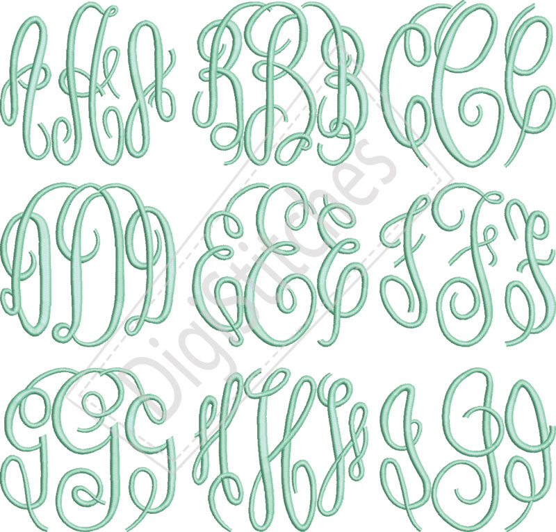 Circle Script Monogram Embroidery Font Circle Script Monogram Embroidery Font