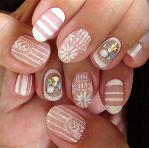 Clear White Nail Art