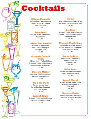 Cocktail Drinks Menu Template