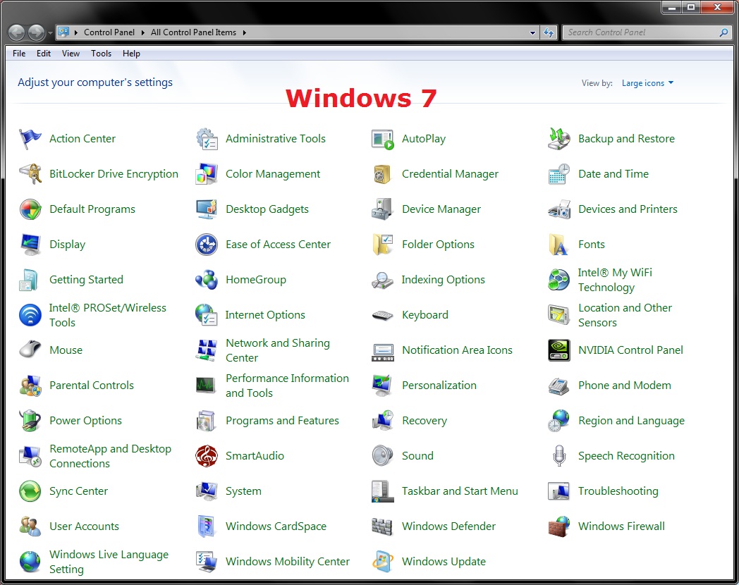 Control Panel Icon Windows 7