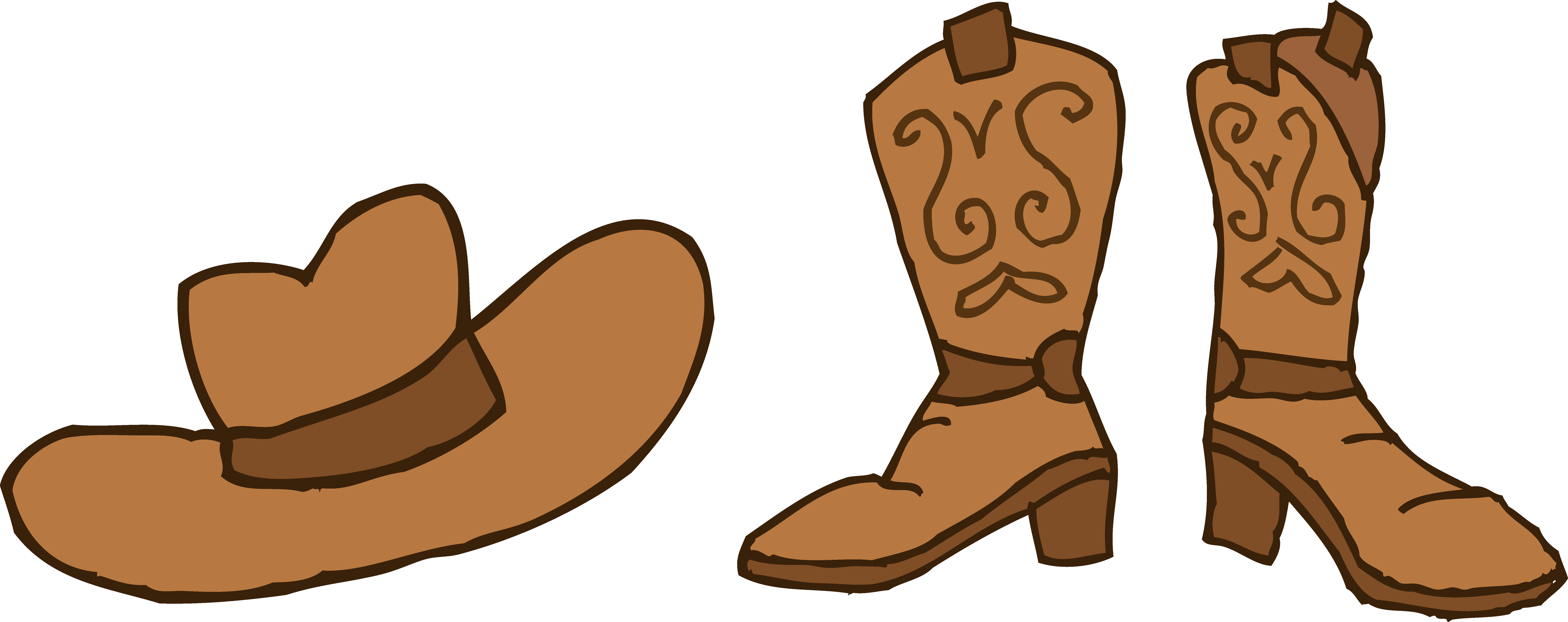 Cowboy Boots and Hat Clip Art