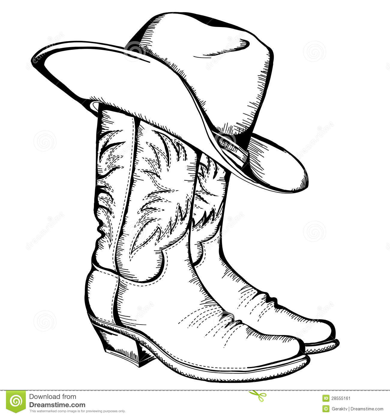 Cowboy Boots and Hat Vectors