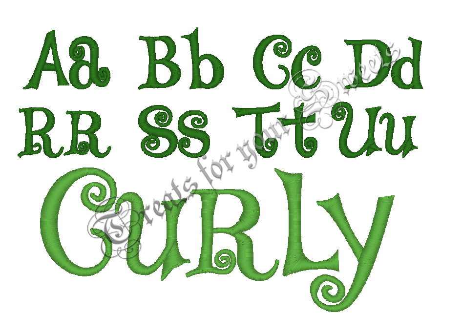 Curly Font Embroidery Letters Curly Font Embroidery Letters