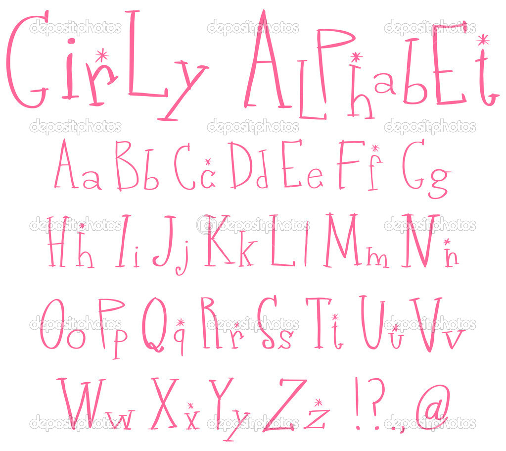 Cute Girly Bubble Letters Alphabet