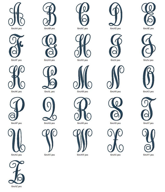 Fancy Curly Monogram Font Embroidery Fancy Curly Monogram Font Embroidery
