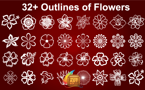 Flower Outline Vector Free