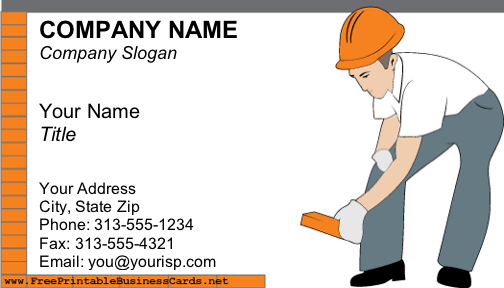 Free Printable Construction Business Cards