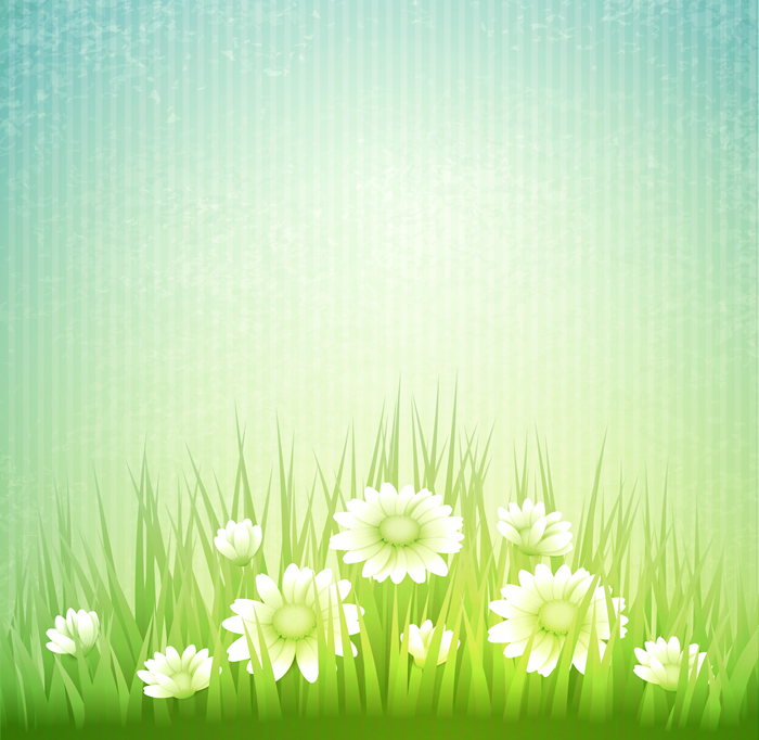 Free Spring Grass Flowers Cartoon