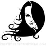 Girl with Black Hair and White Vector