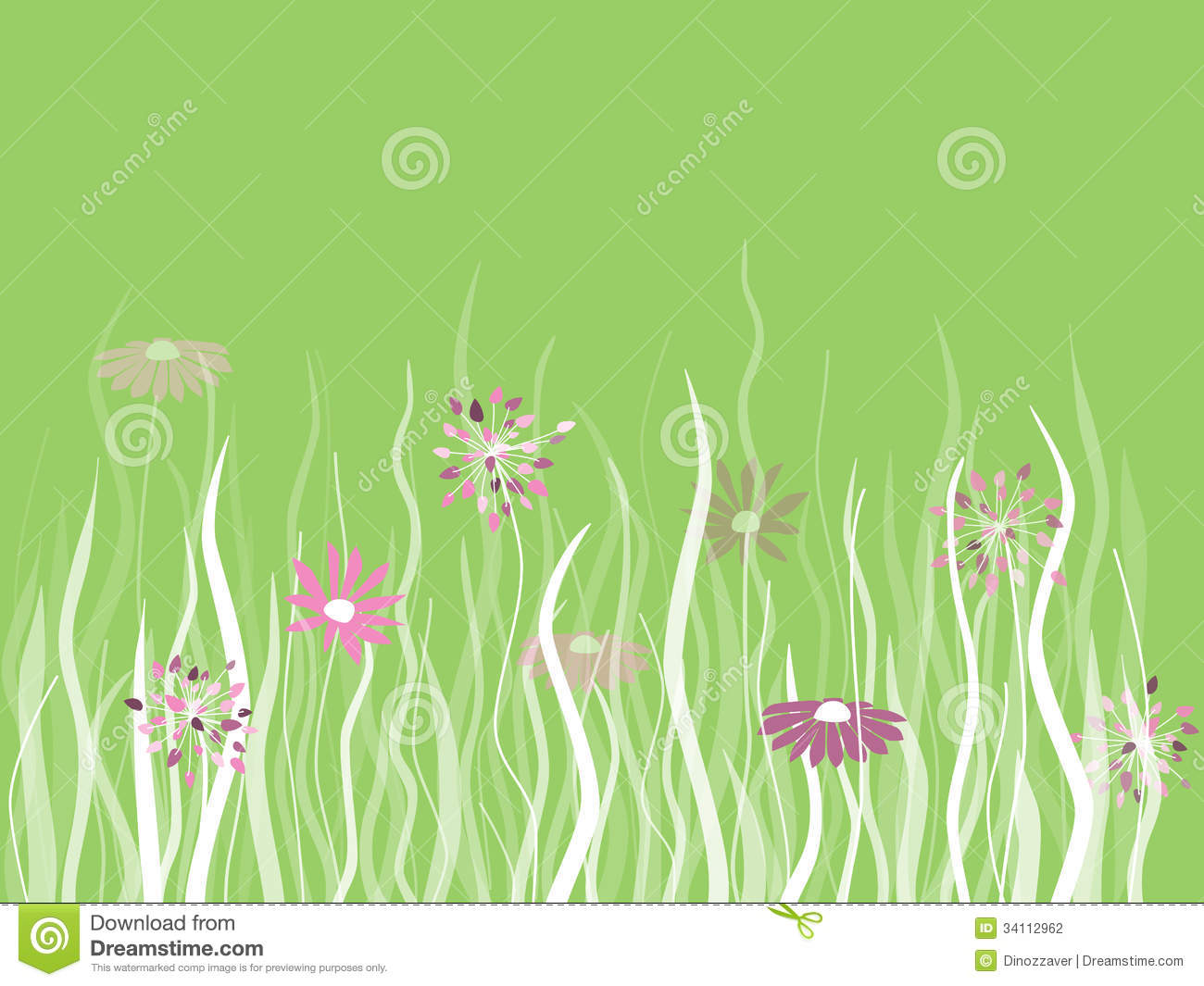 Green Grass with Purple Flowers