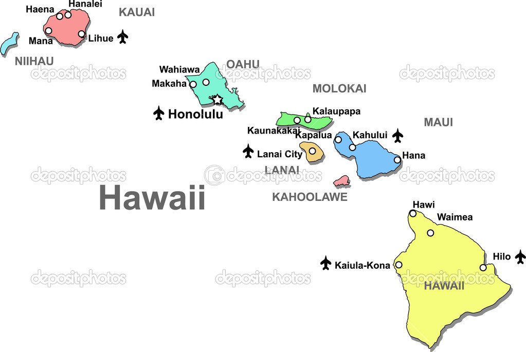 Kauai Hawaii Islands Map