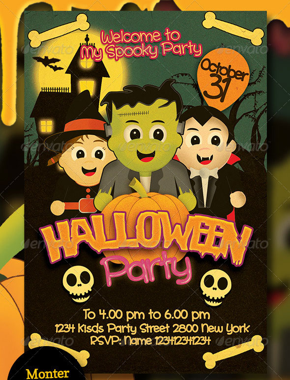 Kids Halloween Party Flyer Templates Free