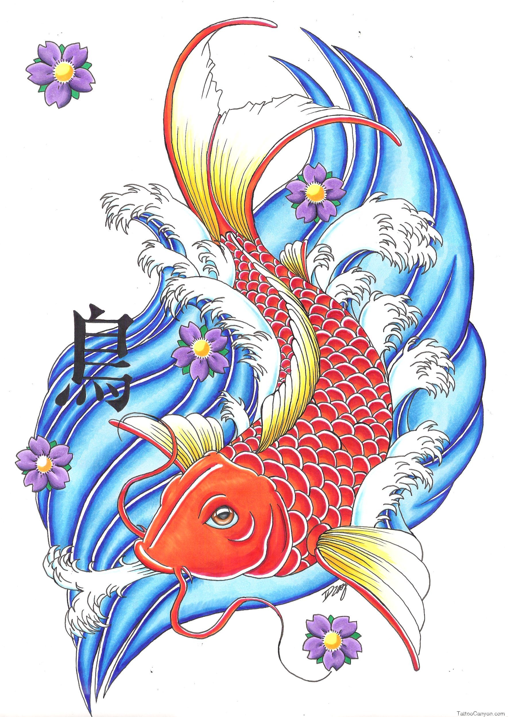 Koi Fish Tattoo Flash