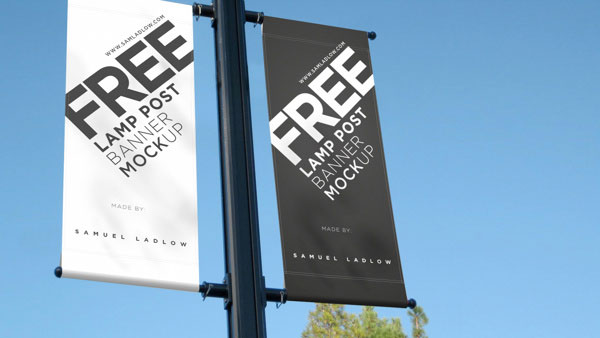 Lamp Post Free Banner Mockup Lamp Post Free Banner Mockup