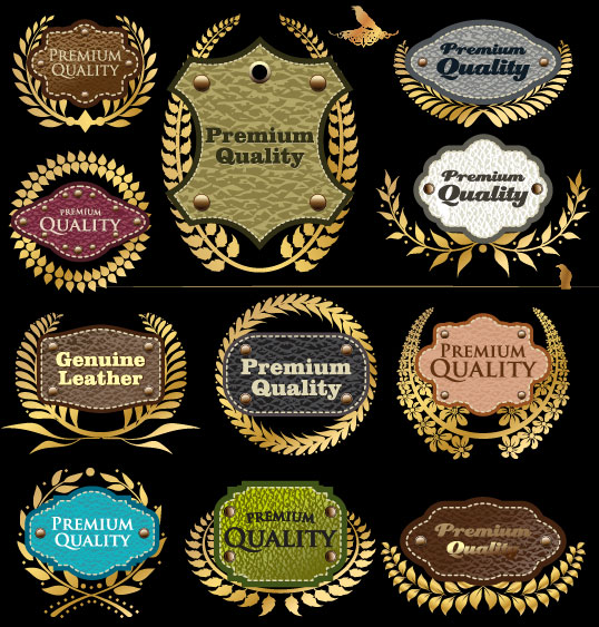 Leather Label Collection Vector Leather Label Collection Vector